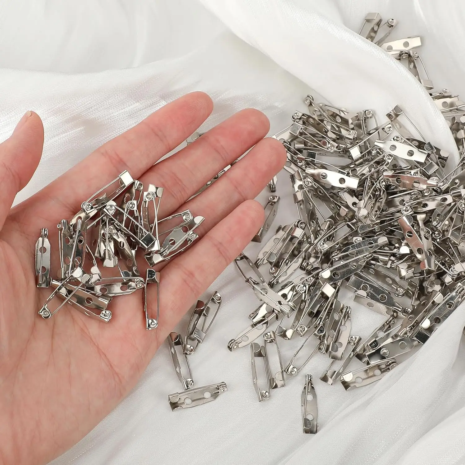 100Pcs Brooch Clasp Pin Backs Safety Clasp Bar Pins Metal Pin Backs Name Tag Pin Clips Jewelry Pins for Badge Wedding Corsage