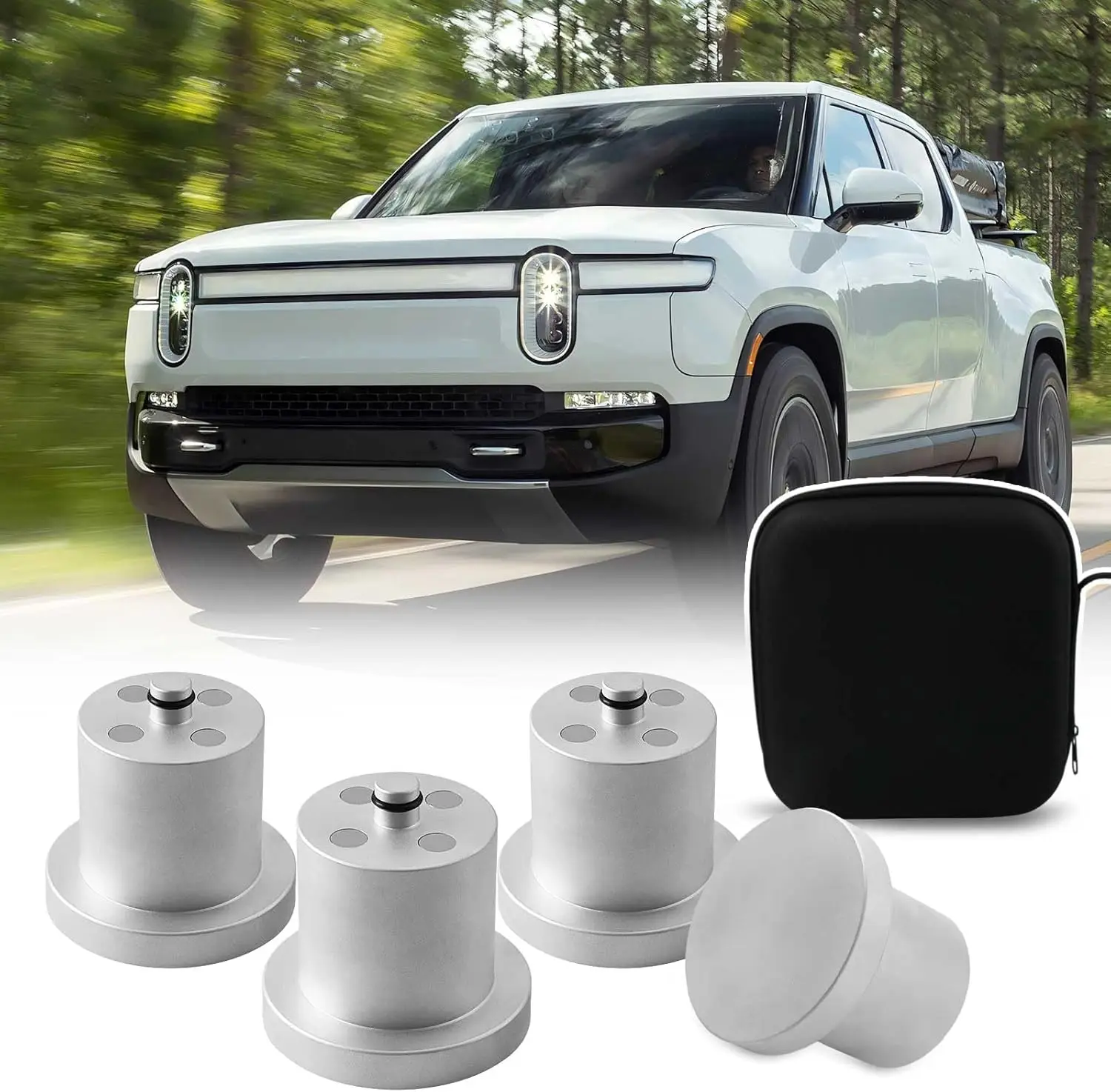 

for Rivian Jack Puck Lifting Pucks Rivian R1t R1s - Jack Pads for Floor Jack for Rivian R1s R1t Accessories with Zippered Case 4