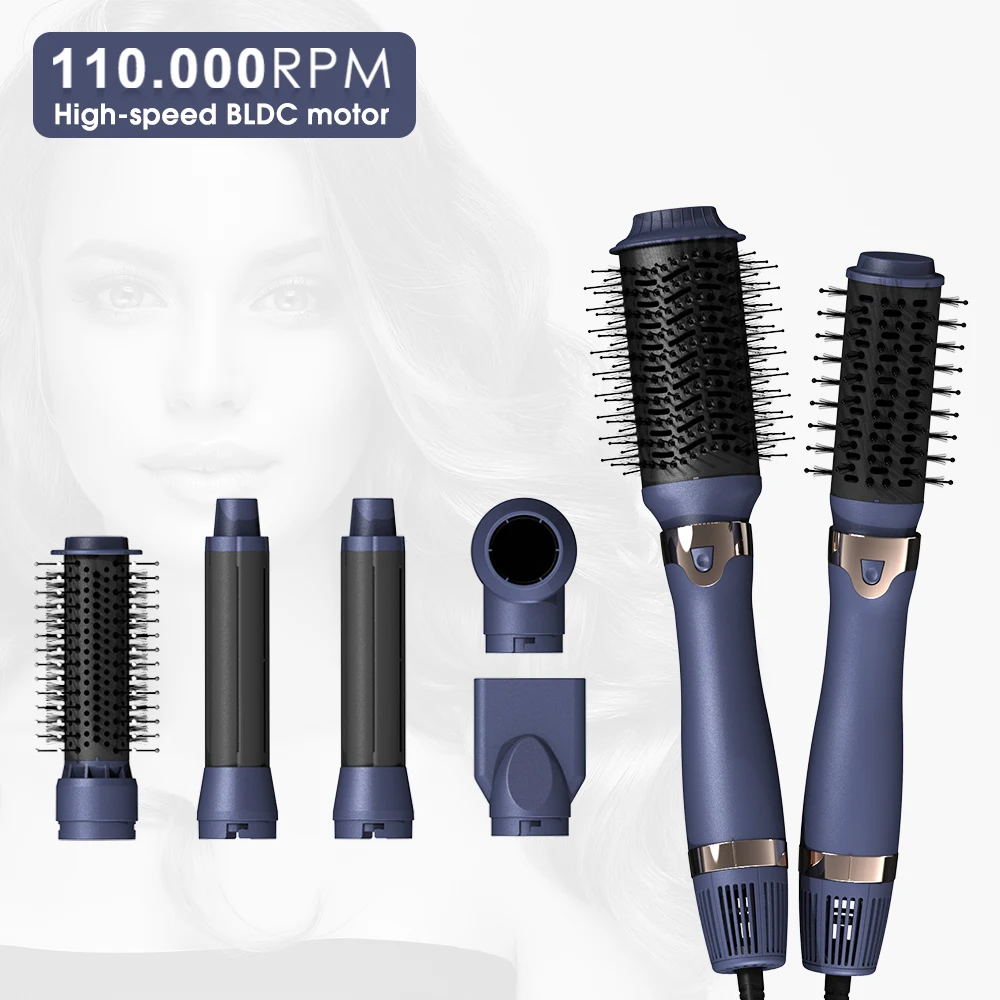 7 في 1 مجفف شعر كهربائي قابل للفصل فرشاة الهواء الساخن لفرد الشعر وتجفيف الشعر مع مكثف وفرشاة مجفف