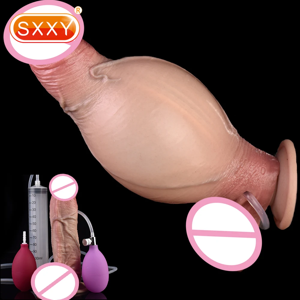 SXXY Squirting Analdildo Aufblasbare Tiefe Echte Adern Dildos Silikon Anal Plug Künstliche Ejakulation Penis Sex Spielzeug Für Frauen