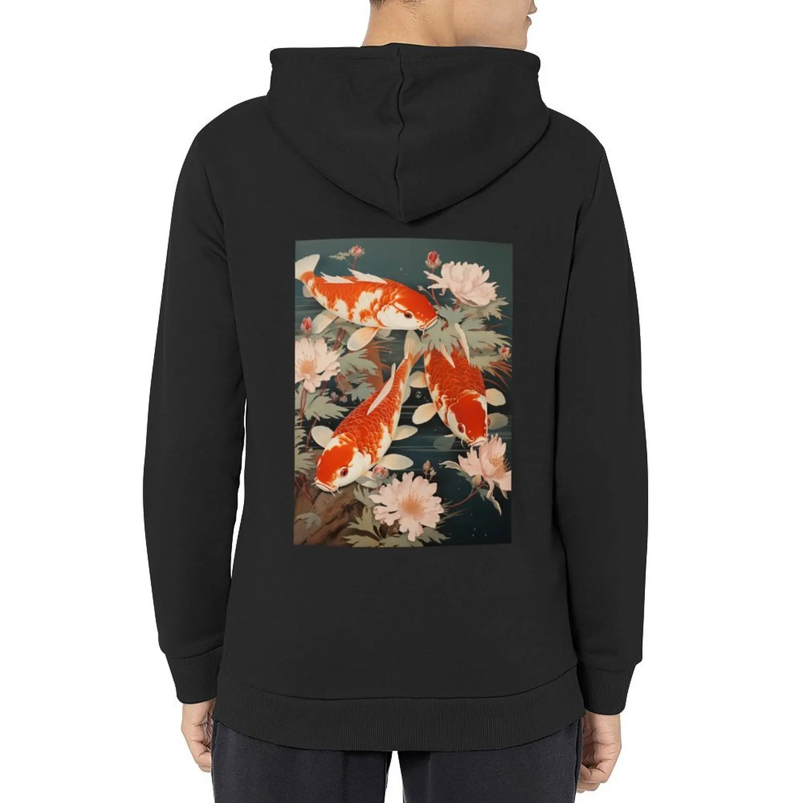 

Koi Carp in Flash : Water Dance Hoodie graphic t shirts men autumn men clothing anime clothing anime hoodie