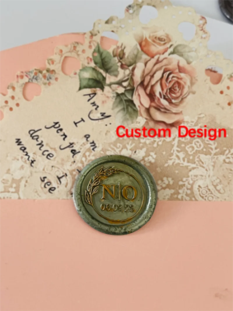 

Personalized design Ornament wreath Name Wedding Customized Wax Stamp Initial Vintage Wax stamp,DIY Ancient Retro Stamp Seal