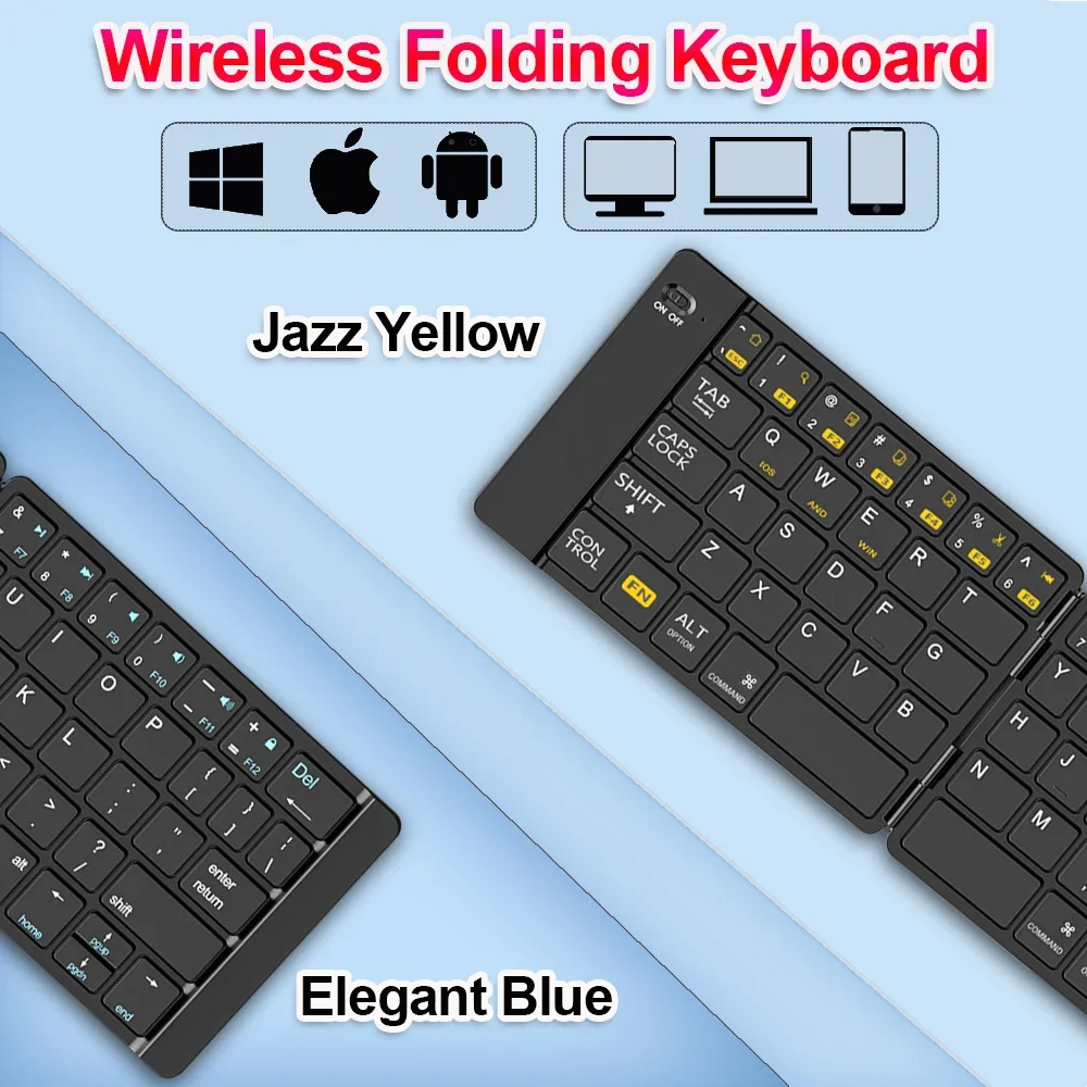 

Mini Bluetooth Foldable Wireless Keyboard Compatible Compatible with Windows/Android/iOS