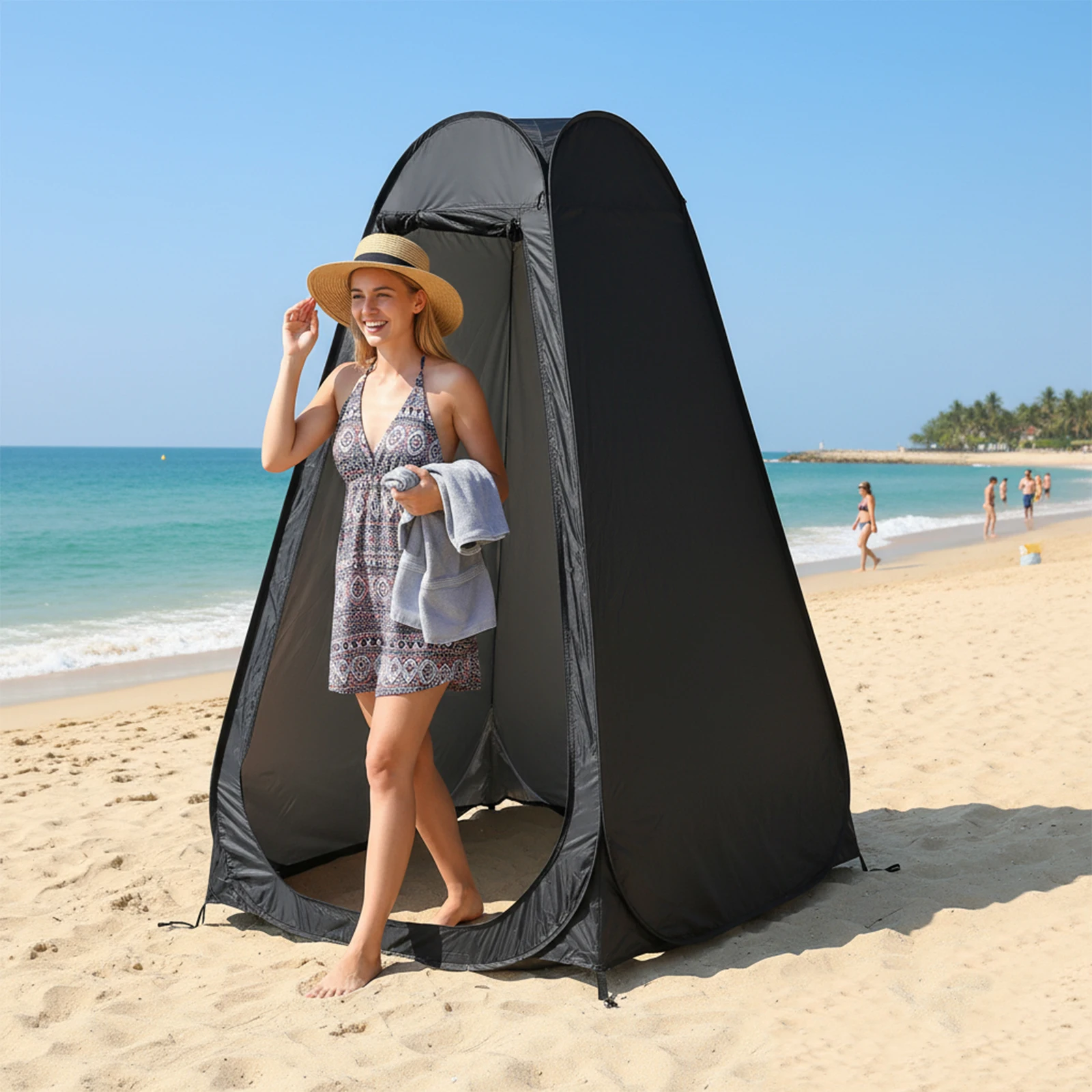 1Pc Pop Up Shower Tent Silver Coated Oxford Fabric Portable Outdoor Privacy Toilet Changing Room Camping