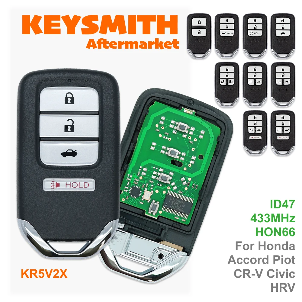 

Умный автомобильный ключ-брелок KEYSMITH 433 МГц с чипом ID47 KR5V2X 2/3/4/5/6/7BNT для Honda Accord, Pilot, CR-V, Civic, HRV 2016-2020