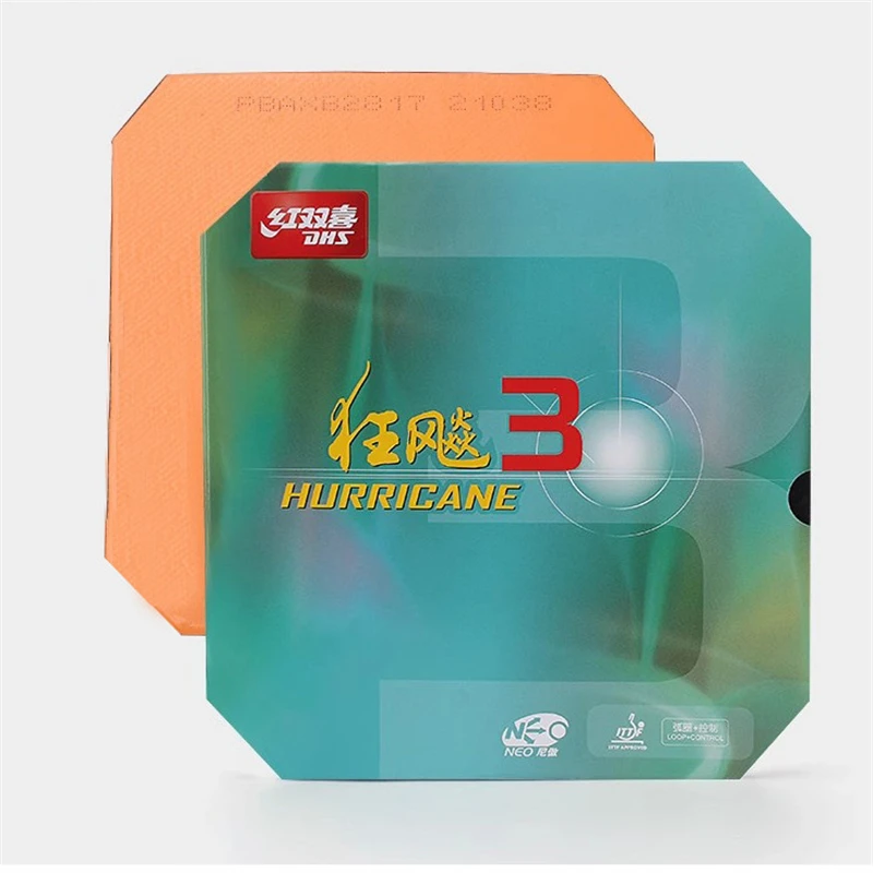 DHS NEO Hurricane 3 Table Tennis Rubber Sheet 2.1mm 2.15mm 2.2mm Orange Sponge Tacky Ping Pong Rubber for Professional Players