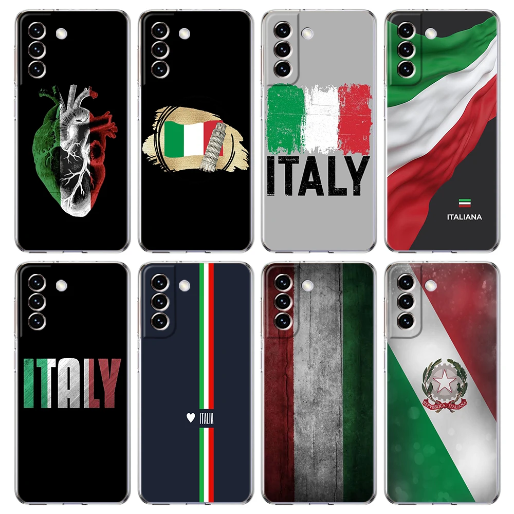 Phone Case For Samsung Galaxy S24 Ultra S23 FE S22 S20 S21 5G S10 S9 Plus S10E S8 Soft Silicone Clear ITALY Flag Cover