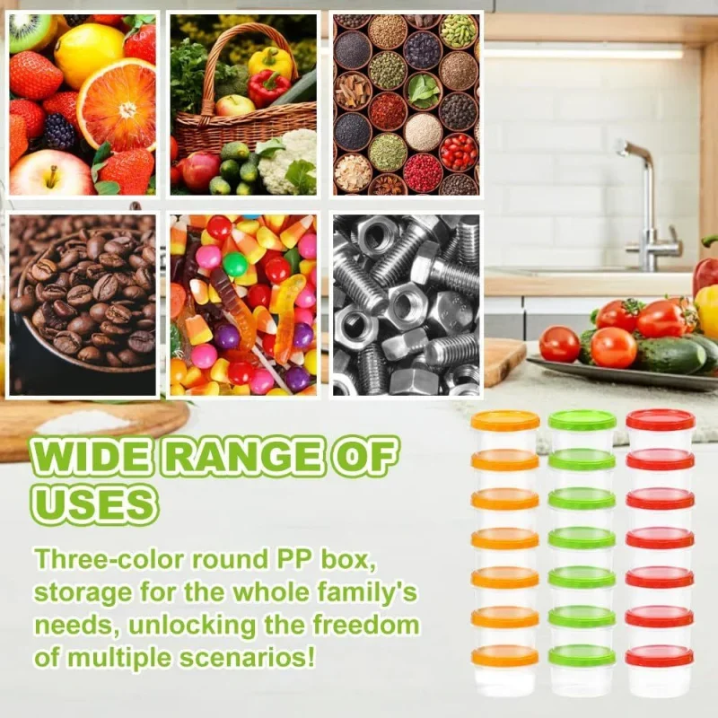 【21-Count 250ml Meal Prep Boxes】3 Color Twist-Lock Lids, Airtight Storage Containers for Snacks, Leftovers, Ingredients