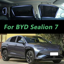 For BYD Sealion 7 EV 2024-2025 Car Side Window Mesh Curtains Sunscreen Heat Insulation Sun Shade Shield Vehicle Supplies