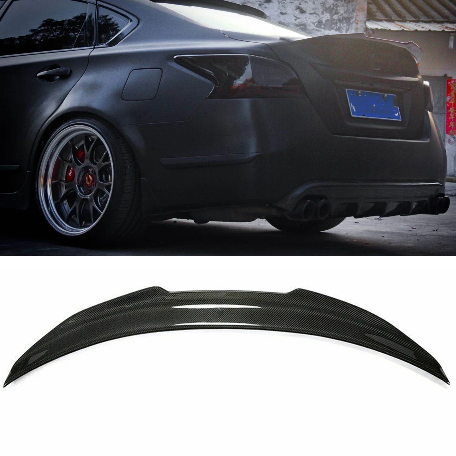 

Carbon Fiber Rear Spoiler Wing Trunk Lid Trim Decklid Splitter Lip For Nissan Altima 2013 2014 2015 Sedan PSM Style