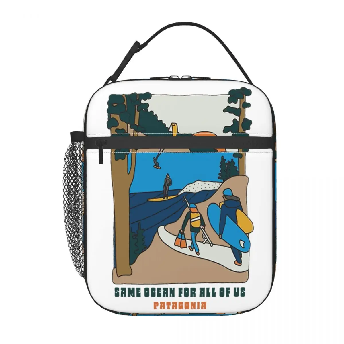 PATA Northwest Waters Merch bolsa de mano para almuerzo, caja de comida con grafiti de montaña americana, enfriador térmico informal, Bento Box