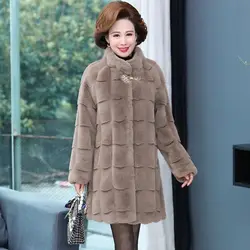 High-end New Mink Fur Coat Women Autumn Winter Thick Warm Long Fur Overcoat Middle Aged Mother Soft Imitation Mink Fur Jacket