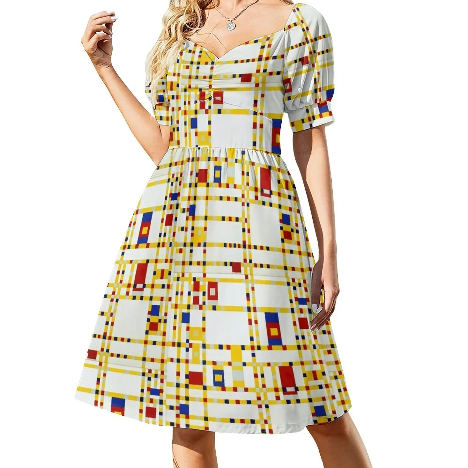 

Mondrian Broadway Boogie Woogie Short-Sleeved Dress Women's clothing beach outfits for women women party dresses