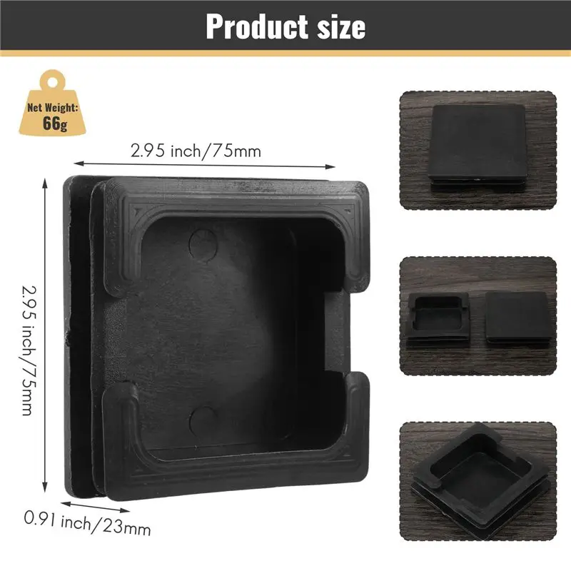 【بيع 24 ساعة】75 مم × 75 مم أغطية بلاستيكية مربعة أنبوب إدراج نهاية تقطيع 2 قطعة