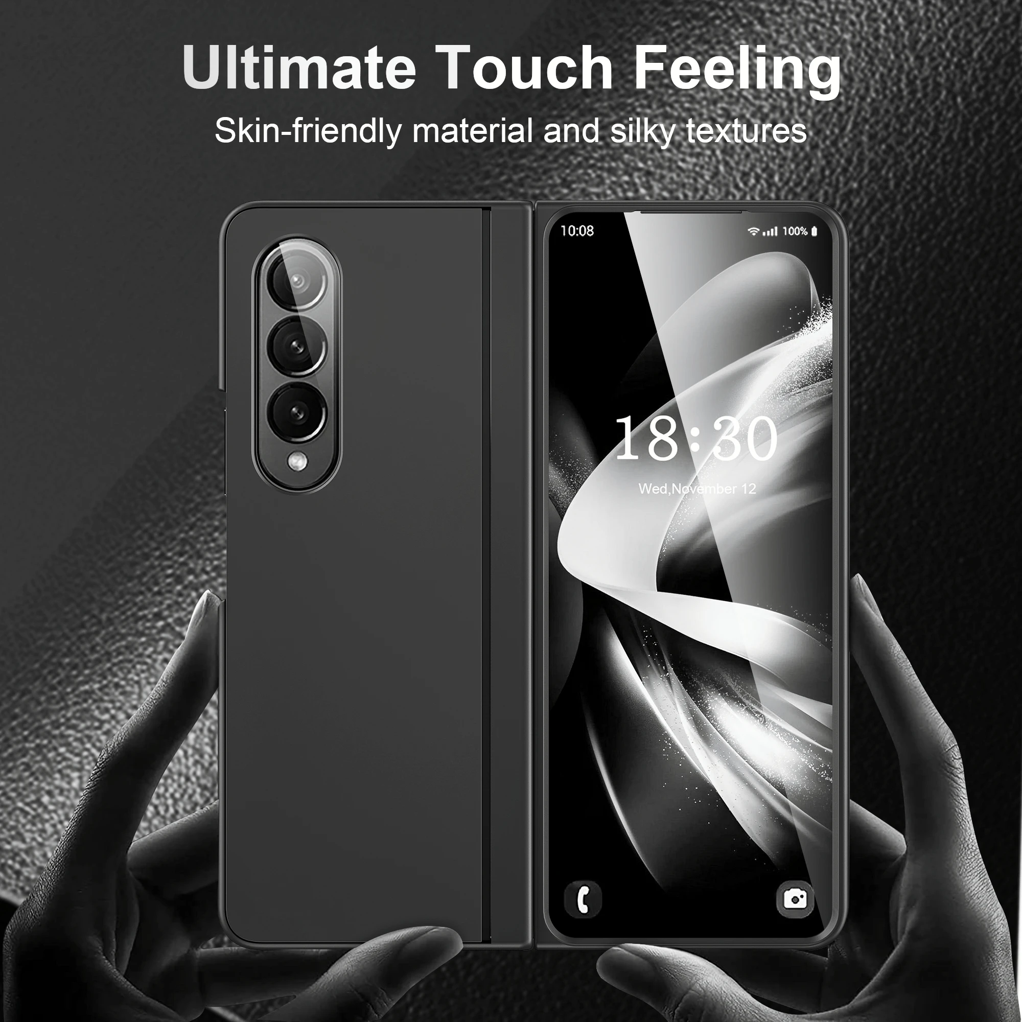 for samsung z fold 3 4 Anti-Slip Hard Phone Cover Folding Case for Samsung Galaxy Z Fold 4 3 5G Fold4 Fold3 Black Cases