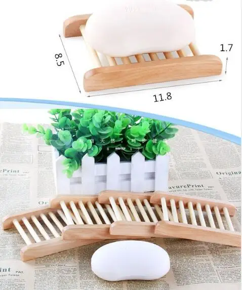 

200pcs/Lot Can engrave logo Wooden Natural Soap Dishes Tray Holder Storage Soap Rack Plate Box Container Bathroom Soap Dis