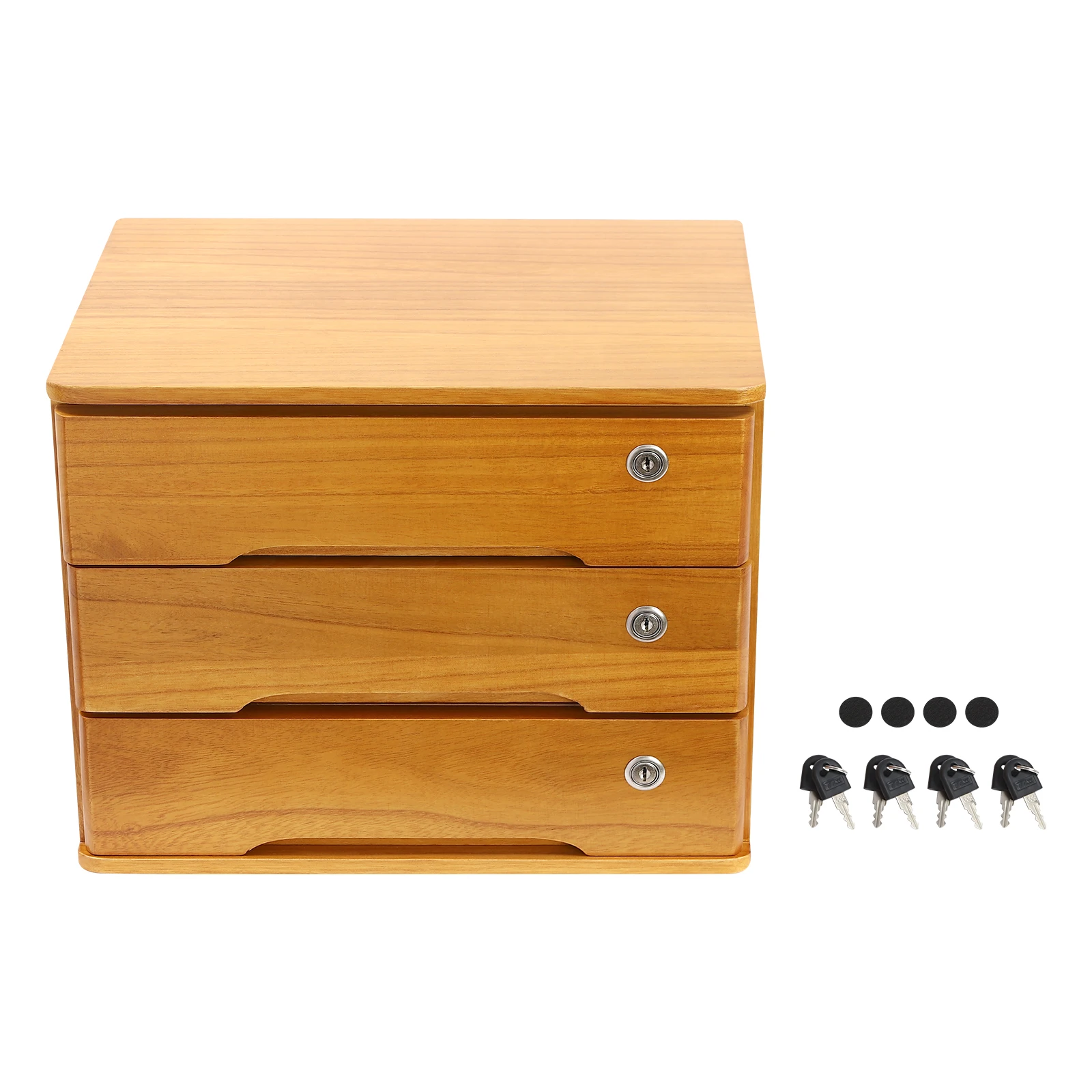 

Трехуровневый деревянный органайзер для стола с 3 замками и 6 ключами, большой емкости, для хранения документов формата А4, для офиса и спальни