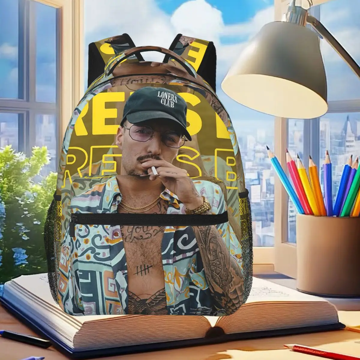 Rapper Rels B Album Poster Graphic Backpack Student Boys Girls BookBag Children School Bag Laptop Shoulder Bags for Men Women