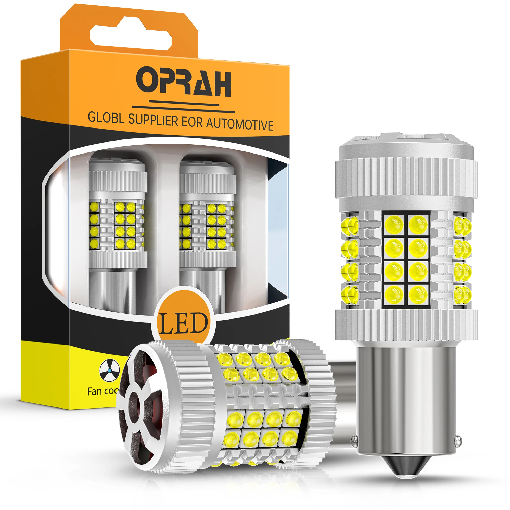 

2pcs Oprah High Power Car LED Light 1156 PY21W 1157 BAY15D P21/5W Canbus Front Tail Turn Signal Lamp With A Fan 7440 W21/5W 12V