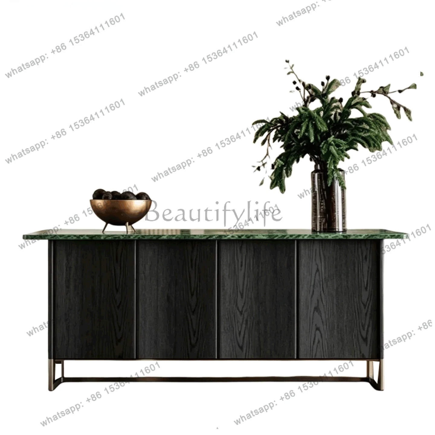 

Italian light luxury door cabinet dining side villa living room Yama green light luxury stone storage cabinet