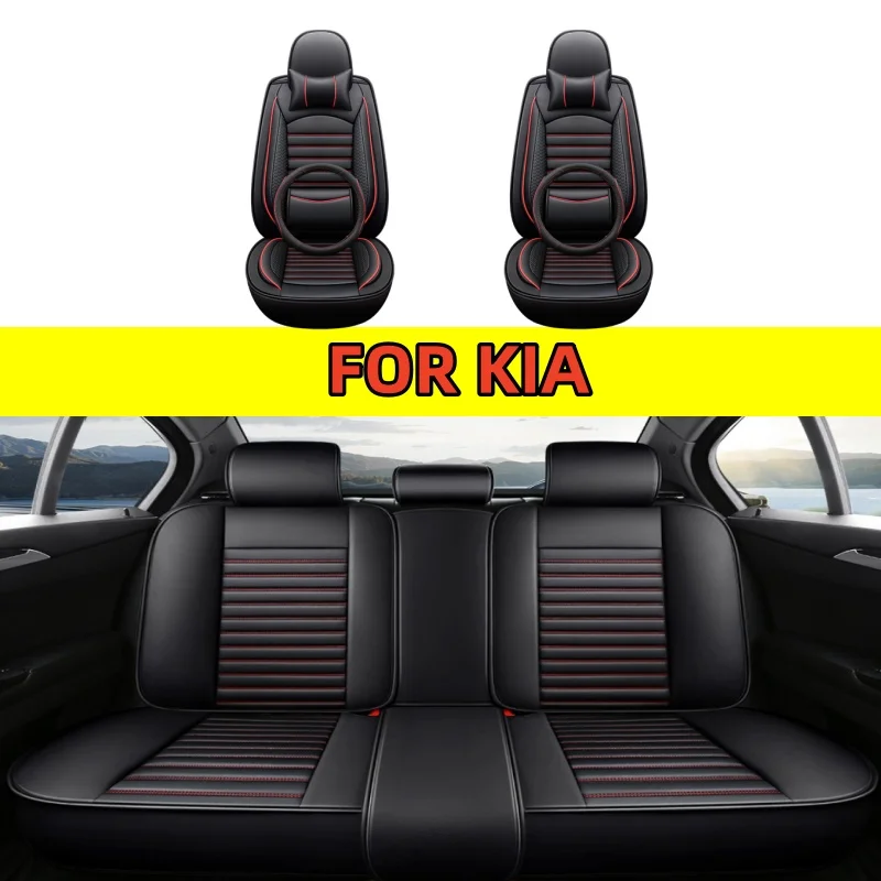 

FOR KIA Car seat covers, waterproof artificial leather wear-resistant fully wrapped seat covers with steering wheel covers