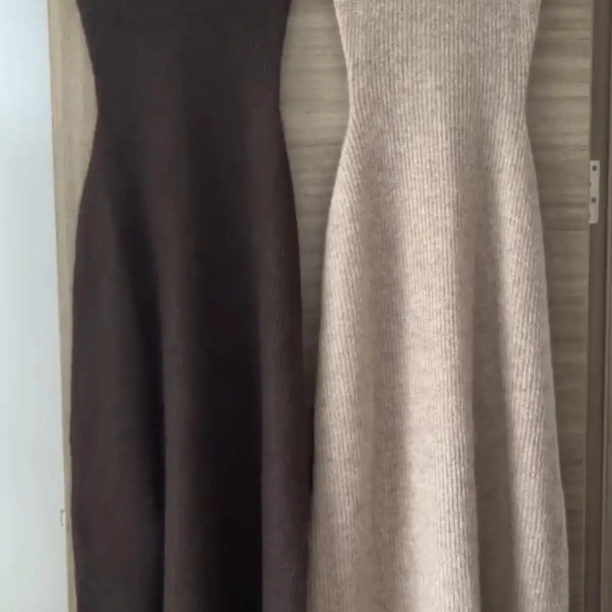 Elegant Knitted Dress Women\'s Slimming Long Dress Autumn Winter New Style Short Sleeve round Neck Polyester Fiber Casual Wear