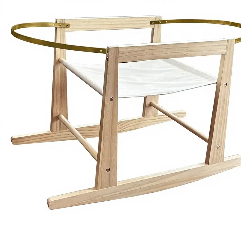 Calvana 2026 Pro Wooden Cradle Moses Basket Stand with Locking Device, Adjustable Seat Belt, Fits Most Baskets (Baskets Not