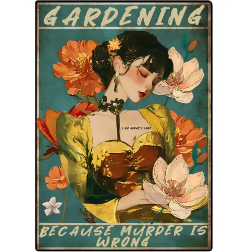 Metal Sign Gardening Because Murder Is Wrong Retro Metal Tin Sign Vintage 12x8IN
