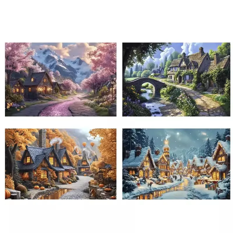 

Наборы для вышивки крестом Four Seasons Европейский город 11CT 9CT Вышивка DIY Хлопковые наборы для рукоделия Поделки с иглами