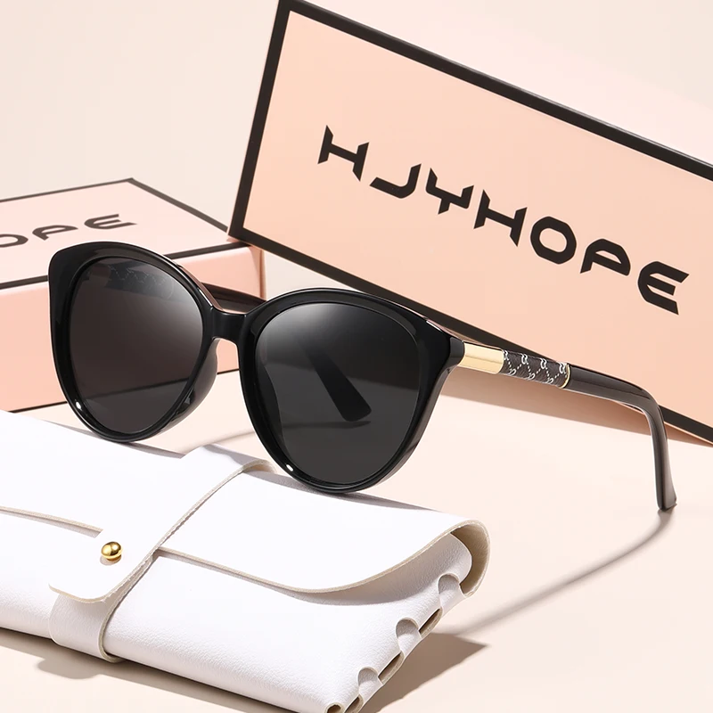 HJYHOPE Polarisierte Mode Cat Eye Sonnenbrille Frauen Männer Retro Trend Marke Sonnenbrille Party Freizeit Männlich Weiblich Gläser
