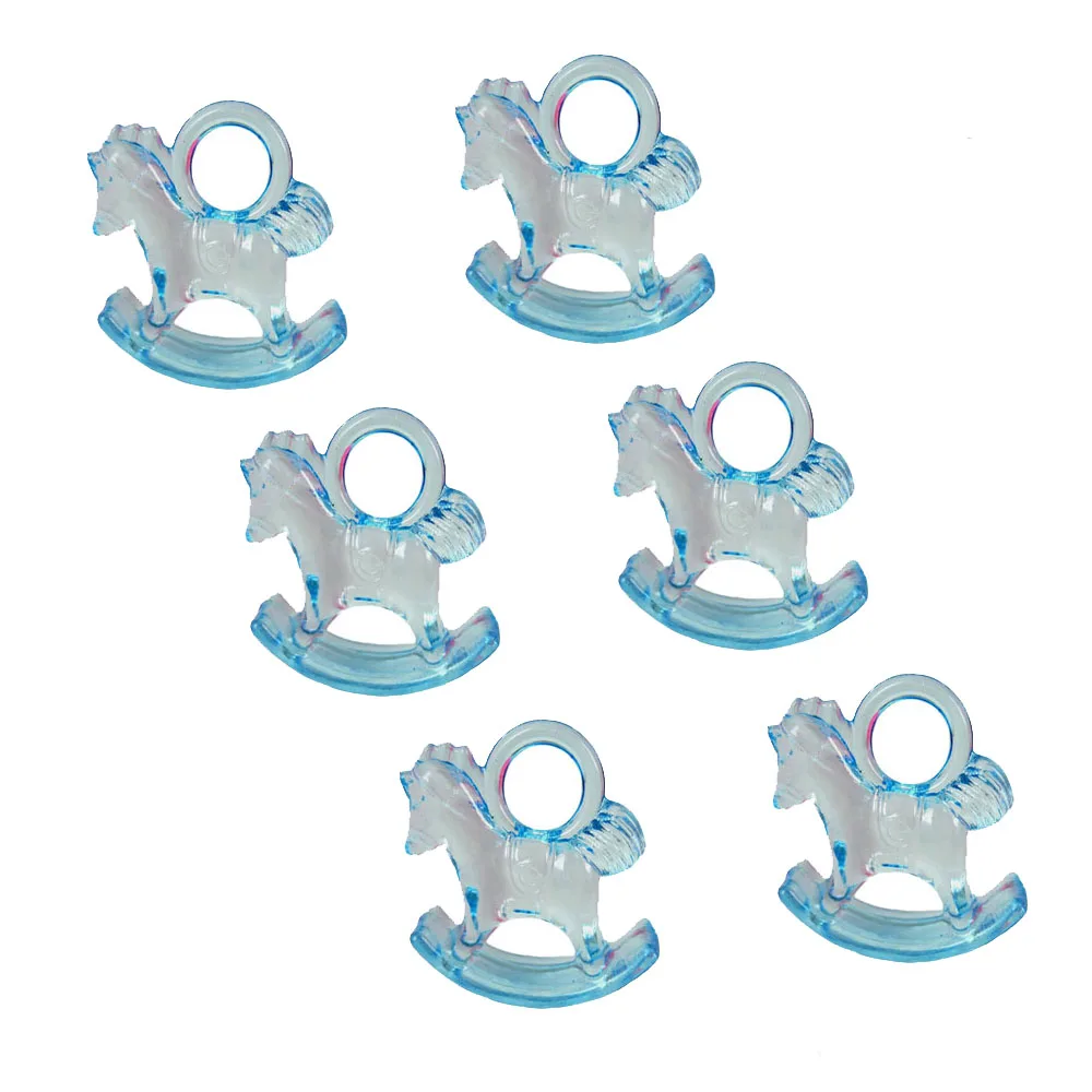 12Pcs Clear Acrylic Horse Baby Shower Beads Plastic Trojan Horse Pendant For Party Favors Craft Decorations 2.8cm