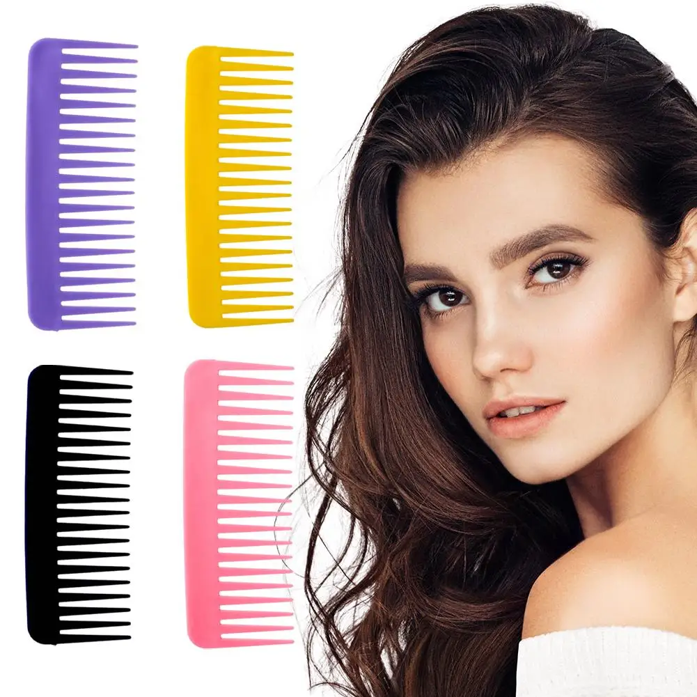 Hair Rectangular Plastic Wide Tooth Comb Handle Massage Comb Thick Long Hair For Home Use Detangling Hair Comb K3A5