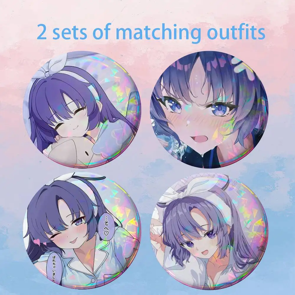 Game BA Yuuka Hayase HD Print Round Lapel Pins Pretty Derby 2 piece set Round Display Brooches Brooch Badges