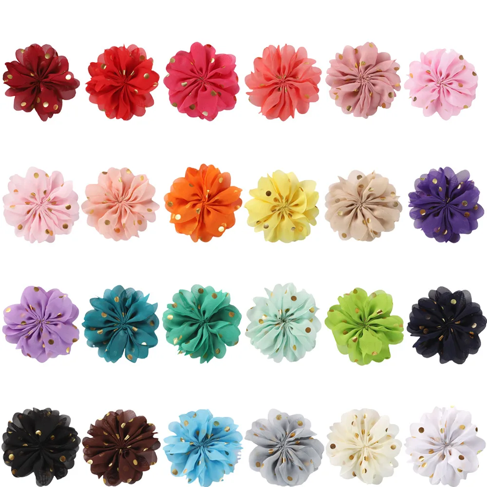 

7cm Satin flower DIY accessories for Hair fabric flowers Chiffon Flower Hair Accessories Head wrap No hair clips bow 15pcs/lot