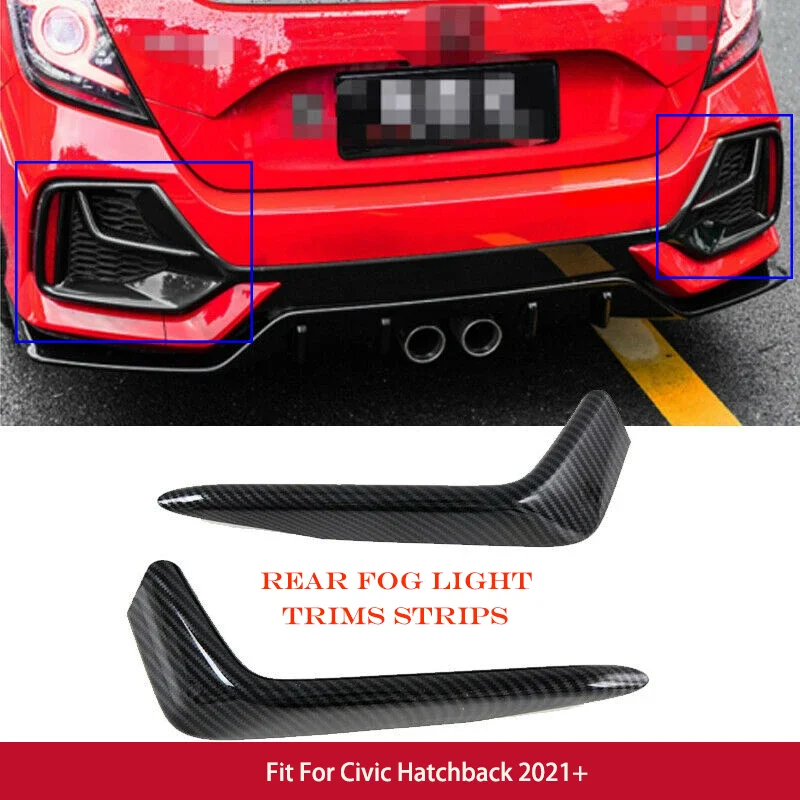 

2Pcs Car Rear Fog Light Lamp Eyebrow Cover Trim Sticker Carbon fiber for Honda Civic Hatchback 2020 2021 Accessories Decor