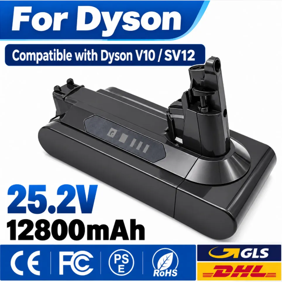 Batterie Li-ion de remplacement 12800mAh pour aspirateur sans fil Dyson V10 Cyclone Series, V10 Absolute, Animal, Total Clean