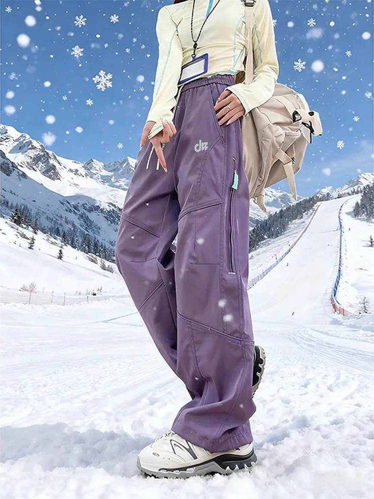 

Men's Winter Outdoor Ski Pants Thermal Fce Lined Windproof Water Resistant Straight Leg Casual Trousers for Snow Sports