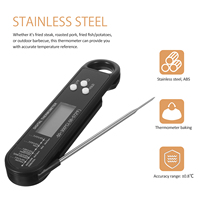 Digital Meat Thermometer BBQ Kitchen Cooking Accurate Foldable Black Stainless Steel Food Temperature Gauge Baking Indicator