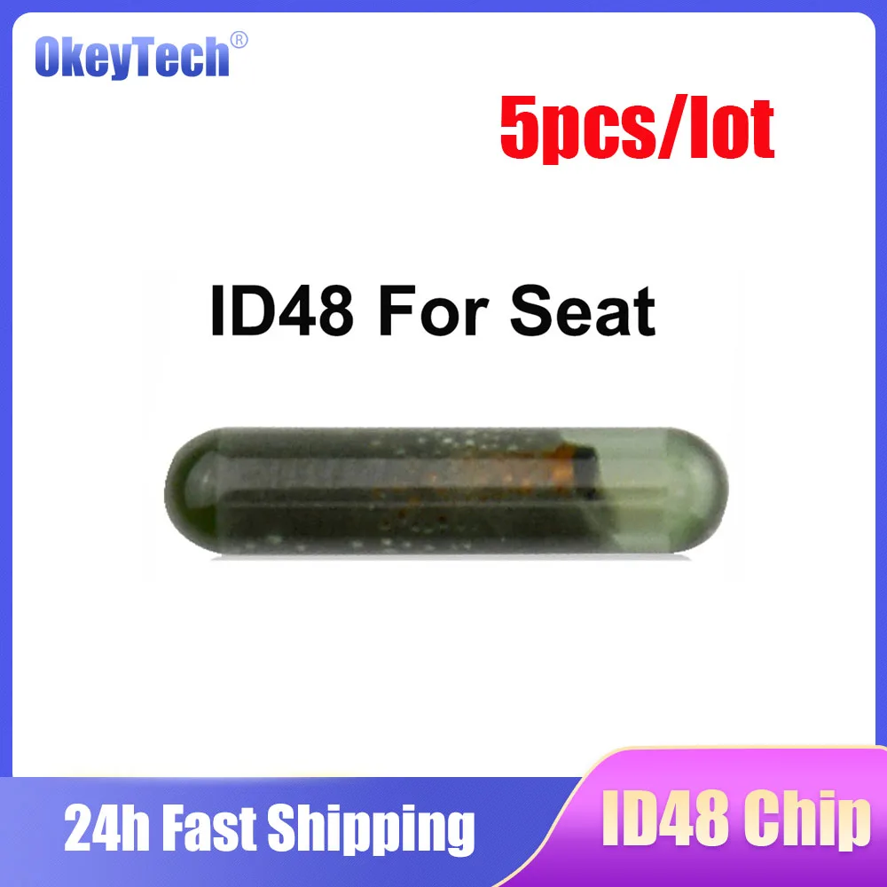 

OkeyTech 5pcs/lot ID48 Glass Chip for Seat Leon Ibiza Alhambra Key Remote Control Cover Case Fob ID48 Car Transponder Chip Tube