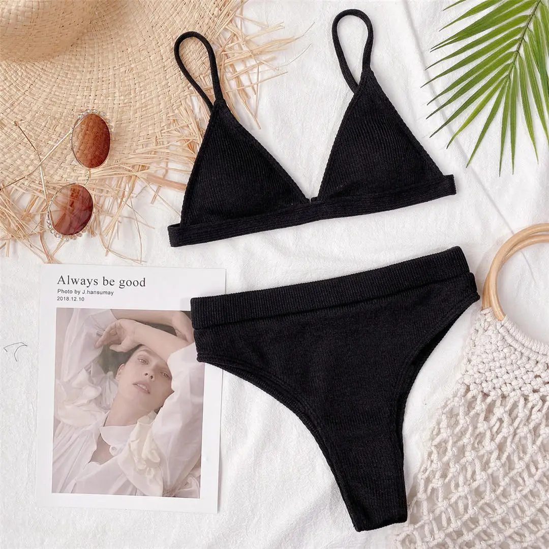 S - XL Sexy Damen-Badeanzug, Bikini mit hoher Taille, zweiteiliger Bikini-Set, gerippter Badeanzug, Badebekleidung, Modell V2328 – Detail 31