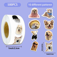 500PCS Creative Dog Roll Stickers, Envelope Sealing Stickers, Phone Cases, Water Cups Decoration Stickers
