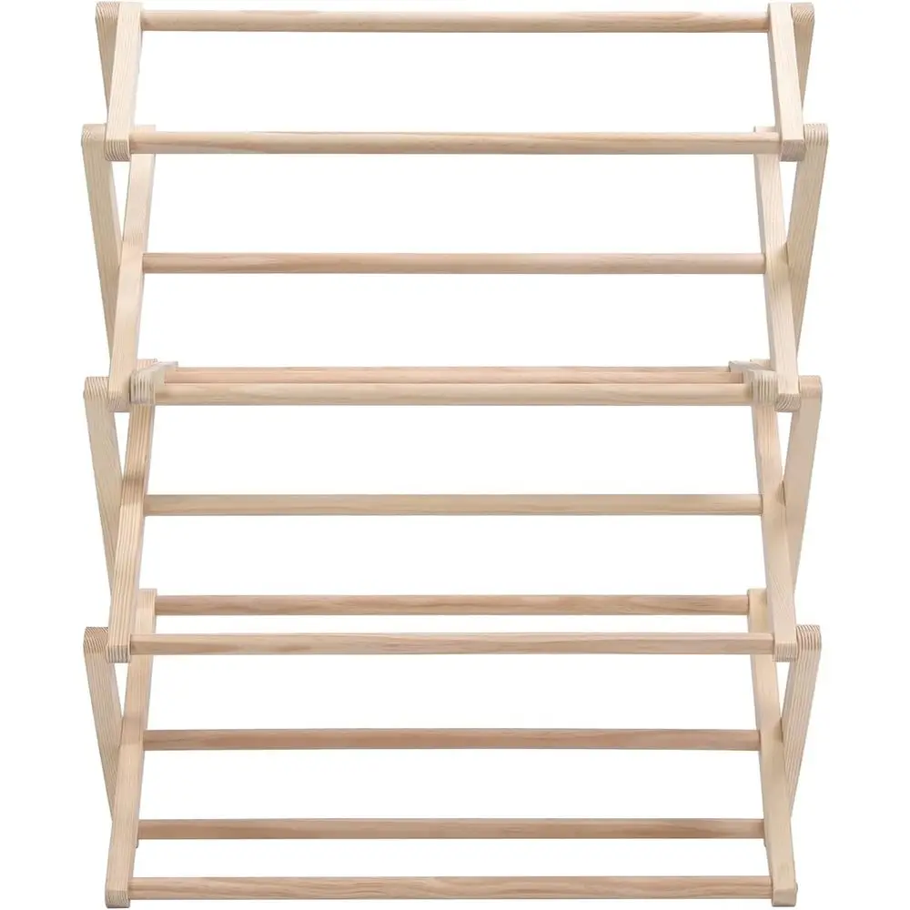 

Collapsible Wooden Laundry Drying Rack for Garments and Nursery, Large Size
