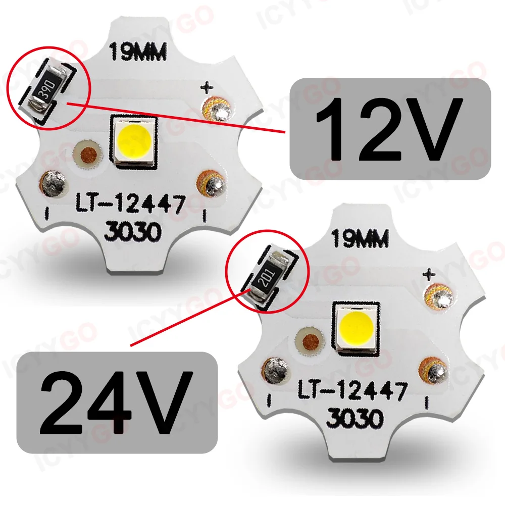 Imagem -06 - Cura Uva 395nm 5v 12v 24v Placa de Lâmpada Chip Baixa Tensão Led Contas de Lâmpada 19 mm Luz Branca Roxa Placa de Fonte de Luz Branca Quente 1w