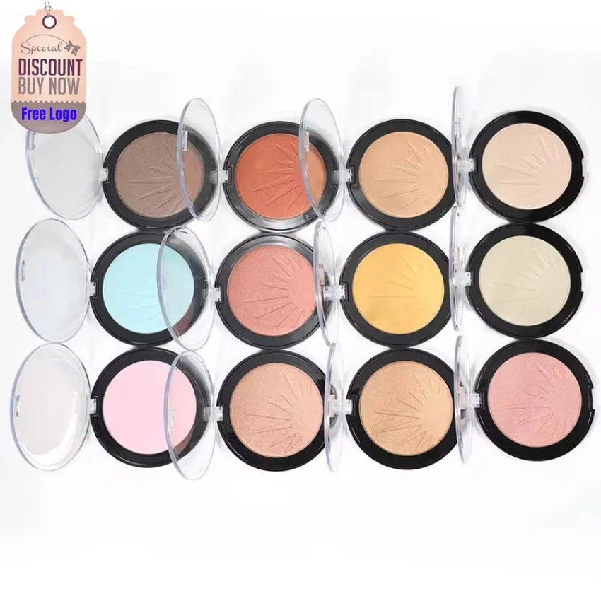 

Private Label 12colors Glitter Highlighter Pressed Powder High Pigment Iluminador Makeup Contour Highlighter Palette Bulk Makeup