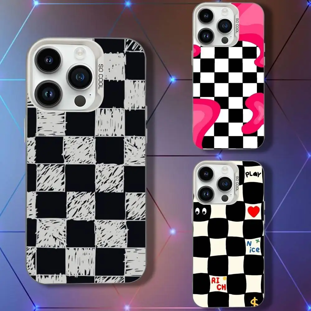 

The Art Checkerboard Phone Case For iPhone 16,15,14,13,12,11,Pro,XS,Max,Plus,Mini,SE White Candy Matte Shockproof Cover