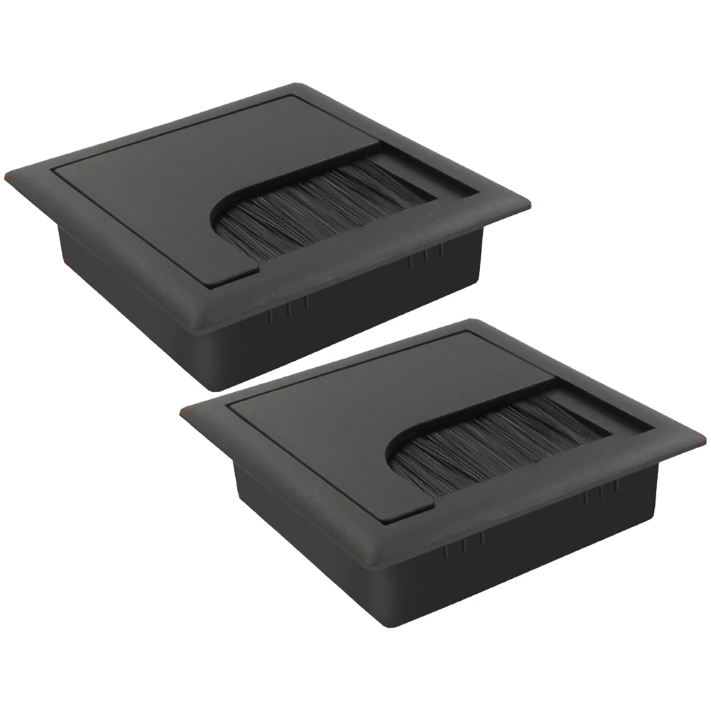 Rectangular Wire Cable Hole Cover for Desk Use to Conceal and Route Cables Efficiently on Office Tables and Work Surfaces