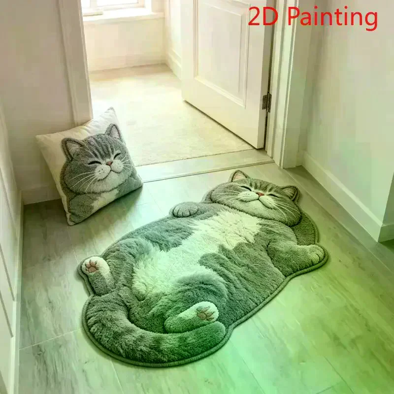 Fun Cat-Shaped Area Rug Stylish Unique Home Decor Carpet For Living Rooms Cartoon Bedrooms Bedsie Floor Mat Soft Plush Adorable