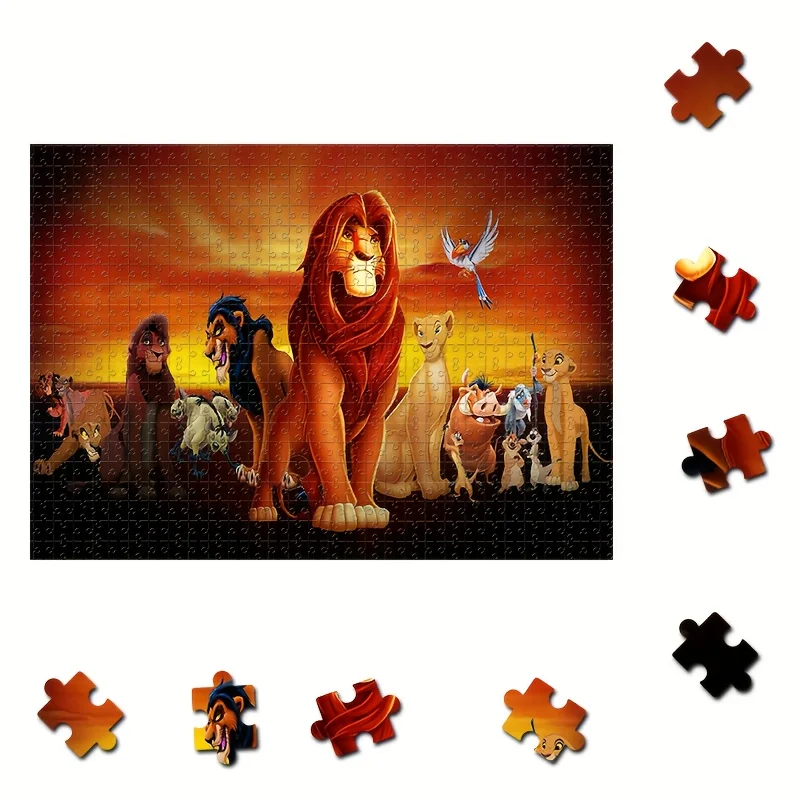1000ピース パズル - ライオンキング シンバ、ナラ、スカー - 壁掛け式パズル 大人向け、家族向けインタラクティブゲーム、ハロウィンなどに
