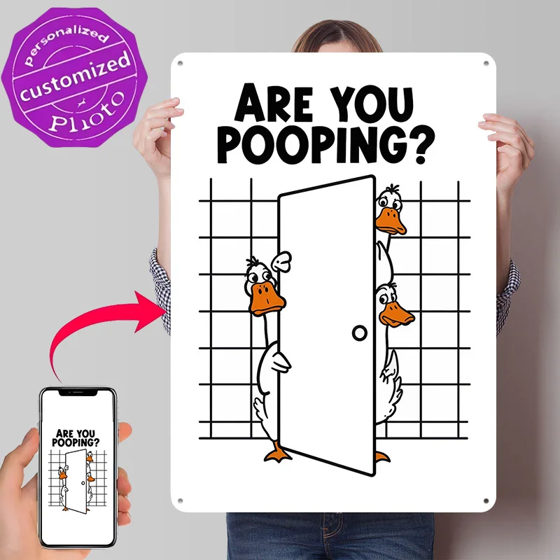Funny Ducks Peeking Through Door Metal Poster Perfect Gift for Fans Lovers Customized Wall Art Metal Sign for Bar Accessories
