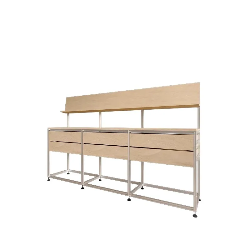 

Aluminum profiles, birch, documents, drawers, display cases